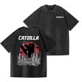Cat Kaiju Catzilla Vintage Wash Japanese Design Back Art T-Shirt