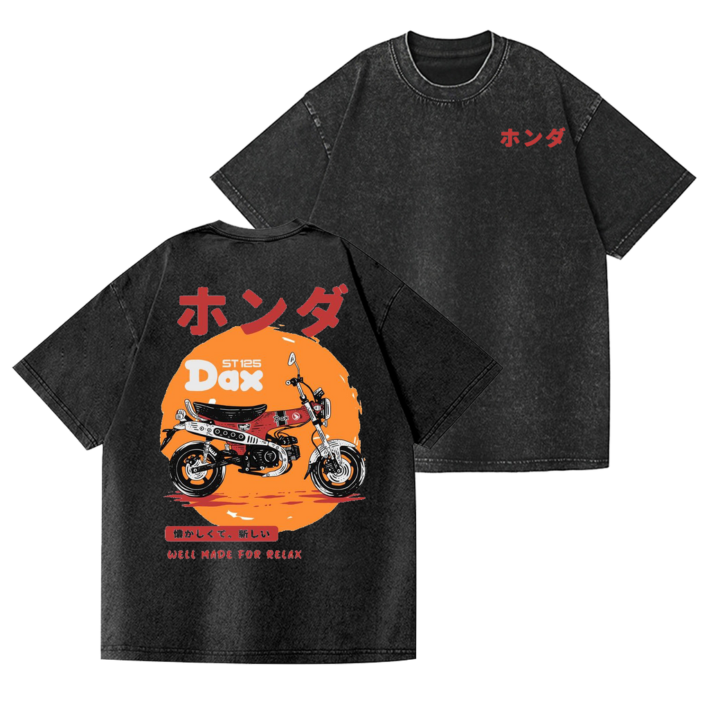 Dax Motorcycle Bike Vintage Wash Japanese Design Back Art T-Shirt