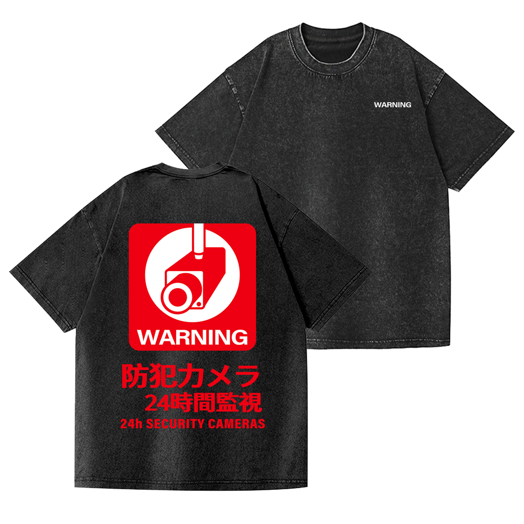 Security Cameras Vintage Wash Japanese Design Back Art T-Shirt