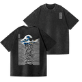 The Great Wave off Kanagawa Ukiyoe Vintage Wash Japanese Design Back Art T-Shirt