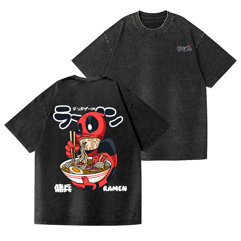 Ramen Hero Vintage Wash Japanese Design Back Art T-Shirt