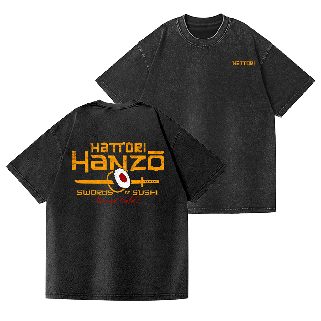 Katana Vintage Wash Japanese Design Back Art T-Shirt