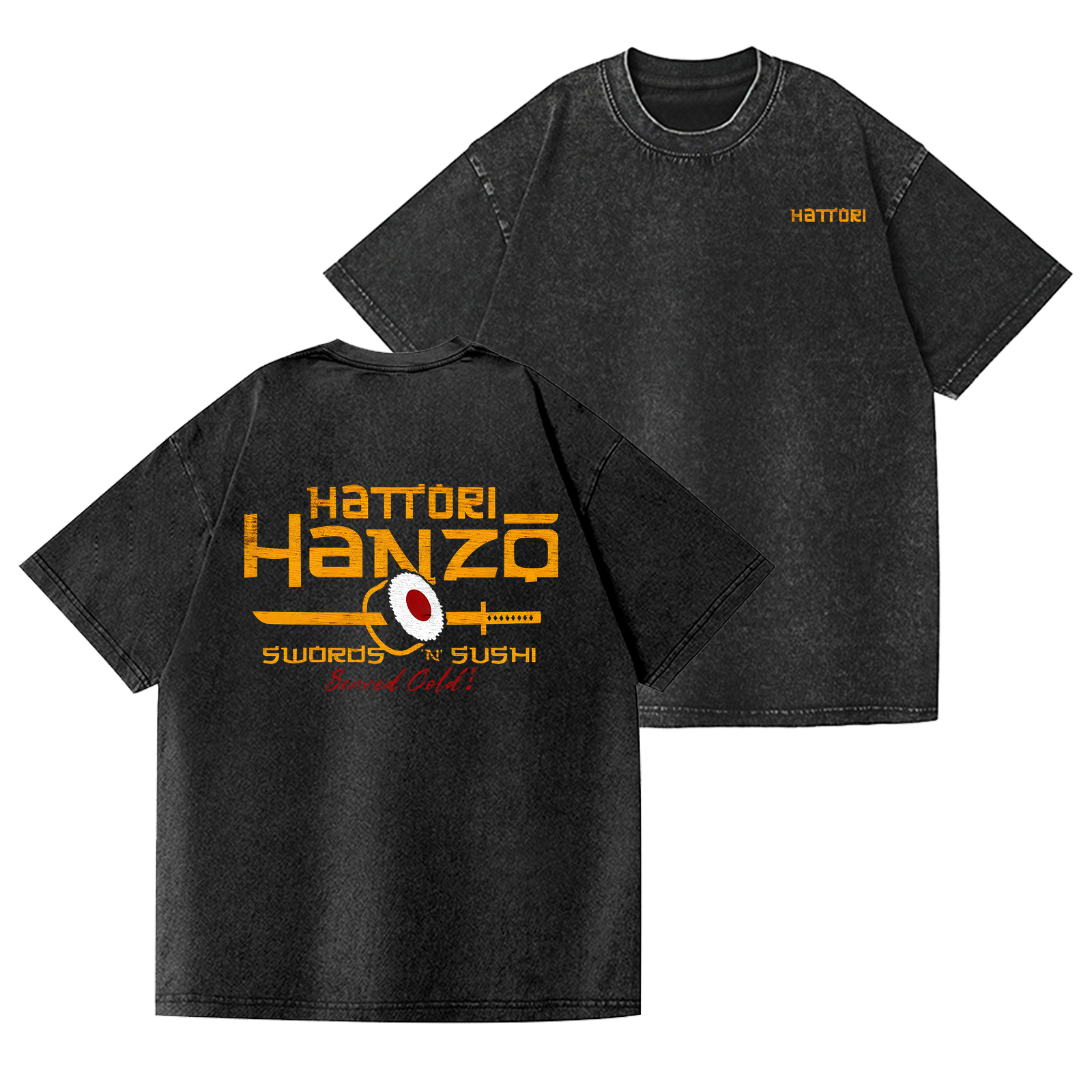 Katana Vintage Wash Japanese Design Back Art T-Shirt