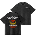 Sapporo Beer Vintage Wash Japanese Design Back Art T-Shirt
