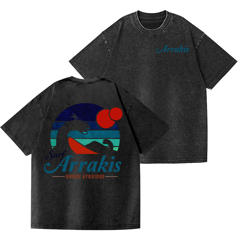 Surf Arrakis Vintage Wash Japanese Design Back Art T-Shirt