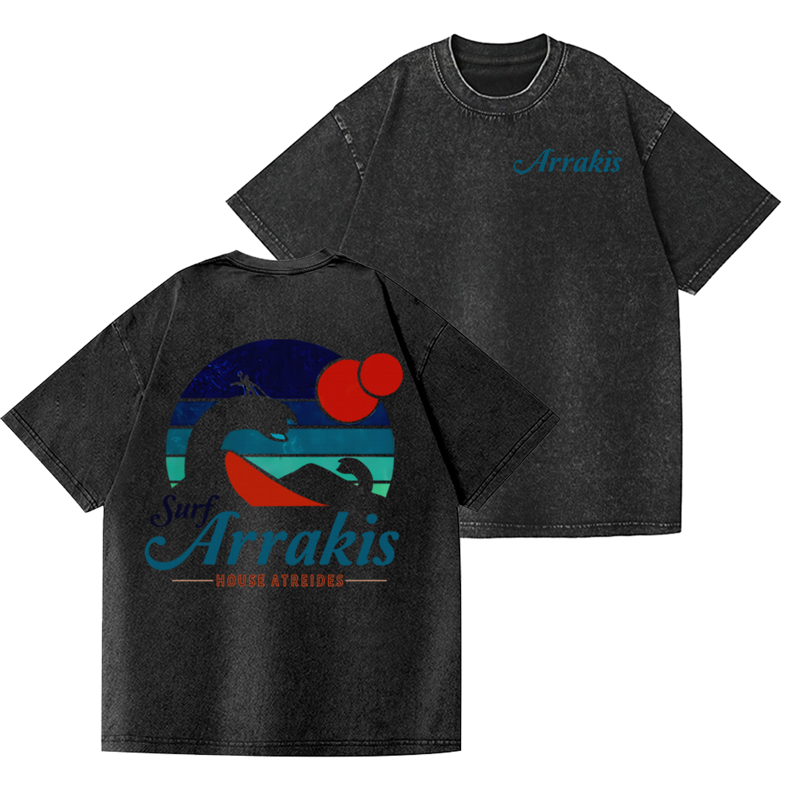 Surf Arrakis Vintage Wash Japanese Design Back Art T-Shirt
