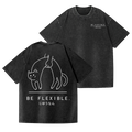 Flexible Cat Vintage Wash Japanese Design Back Art T-Shirt