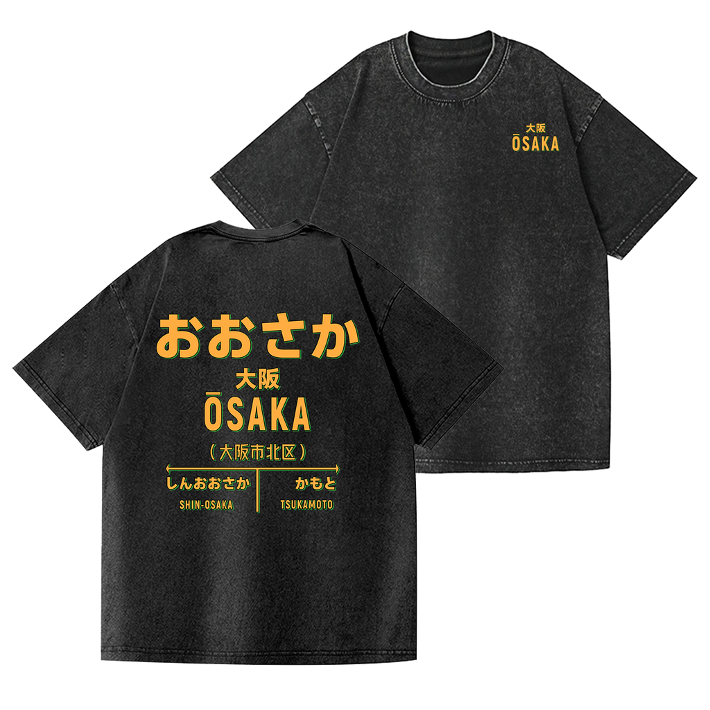 Osaka Vintage Wash Japanese Design Back Art T-Shirt