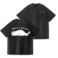 Cat Vintage Wash Japanese Design Back Art T-Shirt