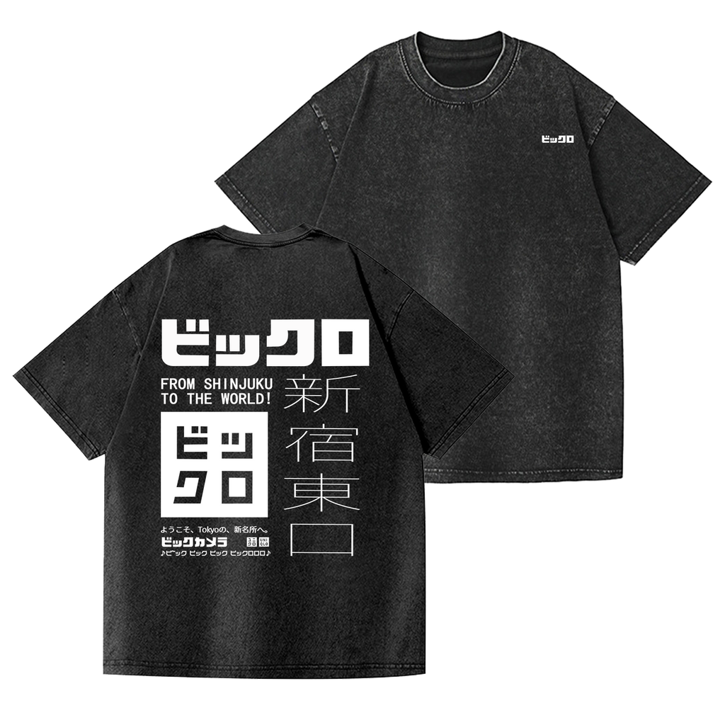 Shinjuku Vintage Wash Japanese Design Back Art T-Shirt