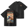Capybara Great Wave Vintage Wash Japanese Design Back Art T-Shirt