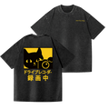 Cat Camera Vintage Wash Japanese Design Back Art T-Shirt