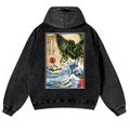 Octopus Ukiyoe Vintage Washed Cotton Back Art Hoodie