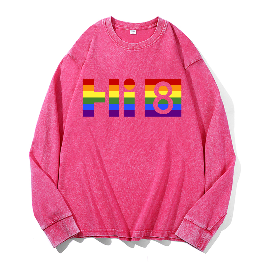Sony Hi 8 Vintage Cotton Wash Crewneck Long-Sleeve T-Shirt