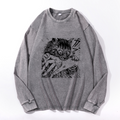 Vintage Cotton Wash Crewneck Long-Sleeve T-Shirt