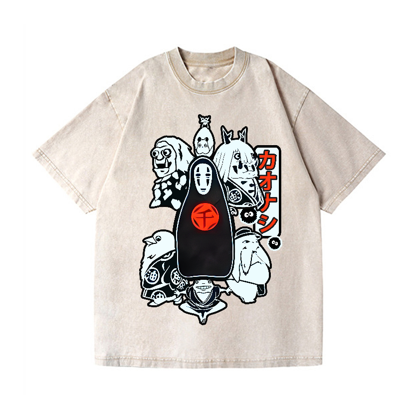 Ghibli No Face Kaonashi Vintage Wash Japanese Design T-Shirt