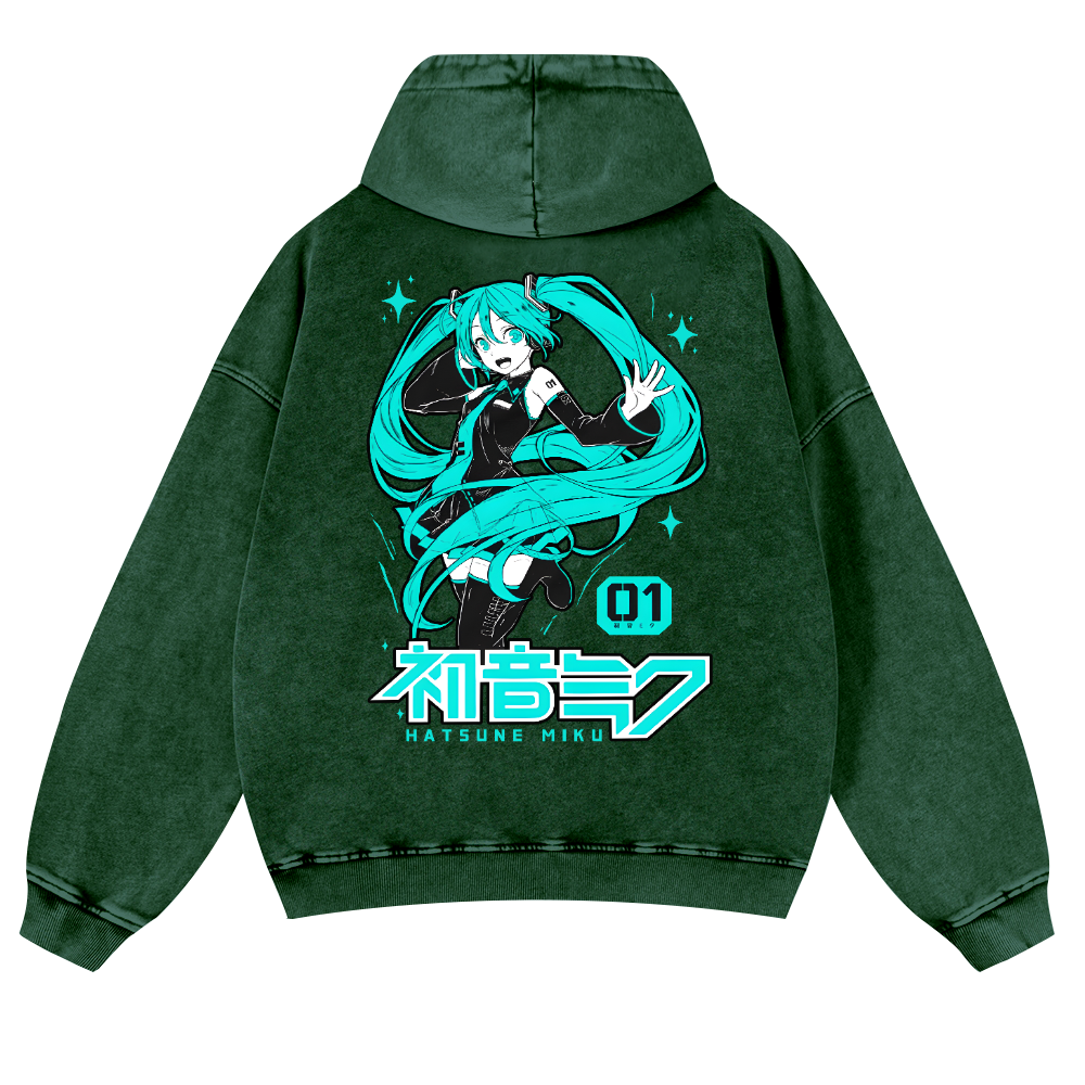 Hatsune Miku Vintage Washed Cotton Back Art Hoodie