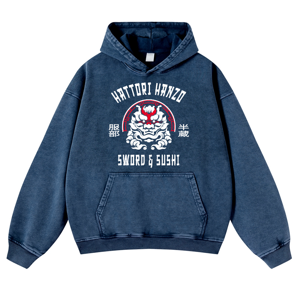 Hattori Hanzo Komainu Vintage Washed Thick Cotton Hoodie