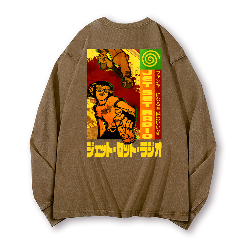 Jet Set Radio Vintage Washed Cotton Back Art Long-sleeve T-shirt