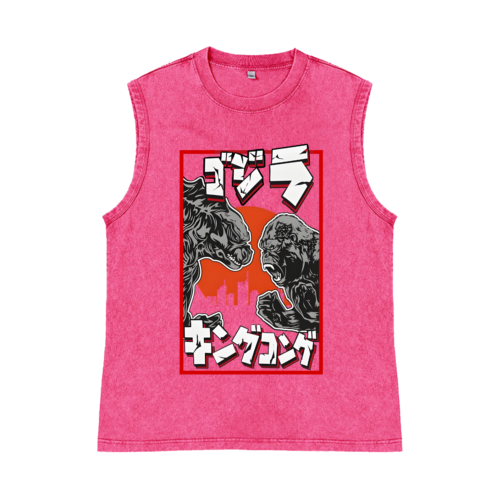 Kaiju VS King Kong Pure Cotton Wash-Dyed Sleeveless Tank Top