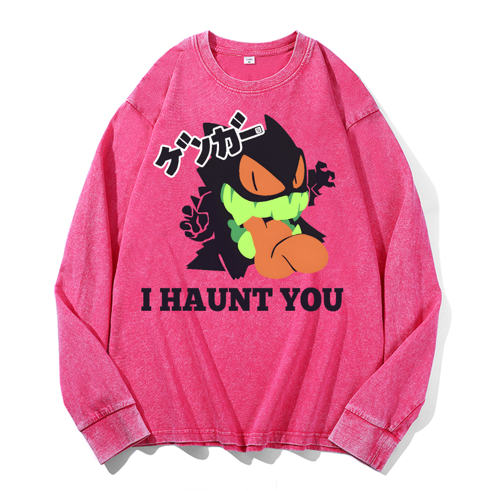 Gengar Vintage Cotton Wash Long-sleeve T-shirt