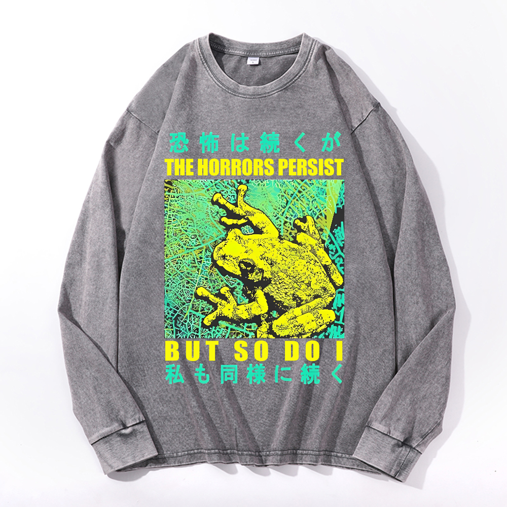 Vintage Cotton Wash Crewneck Long-Sleeve T-Shirt