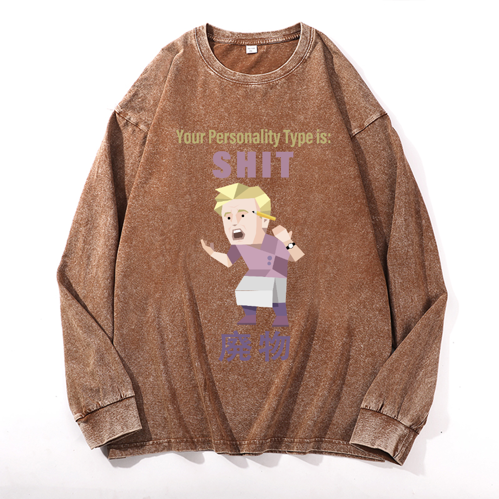 MBTI Shit Vintage Cotton Wash Long-sleeve T-shirt