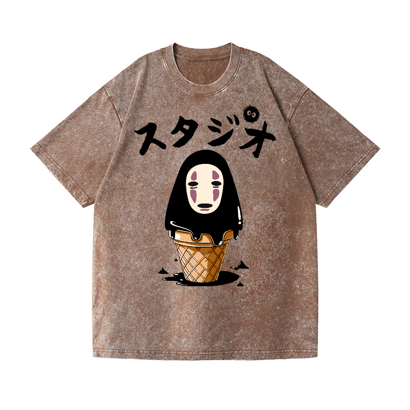 Ghibli No Face Kaonashi Vintage Wash Japanese Design T-Shirt
