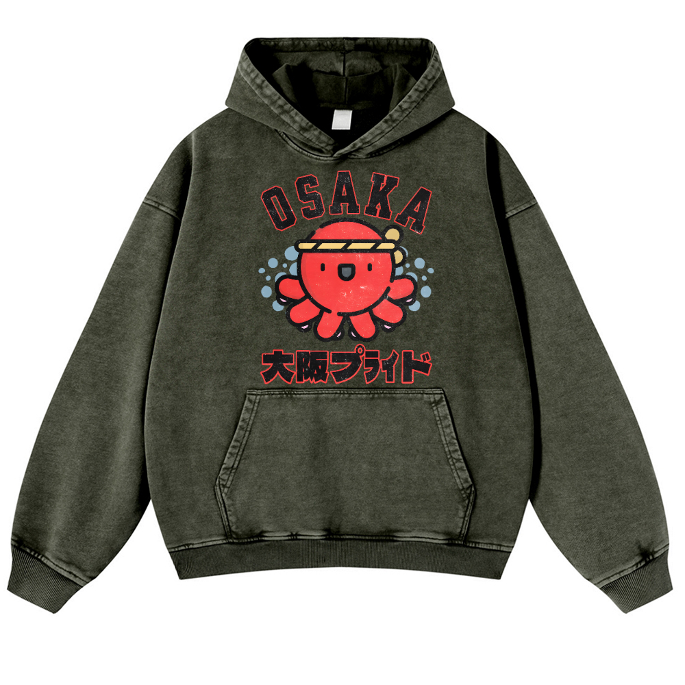 Osaka Octopus Vintage Washed Thick Cotton Hoodie
