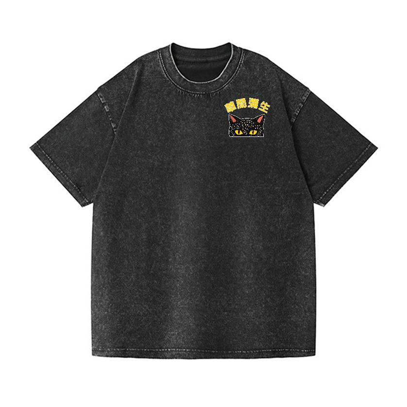 Yayoi Kusama Cat Vintage Wash Japanese Design Back Art T-Shirt