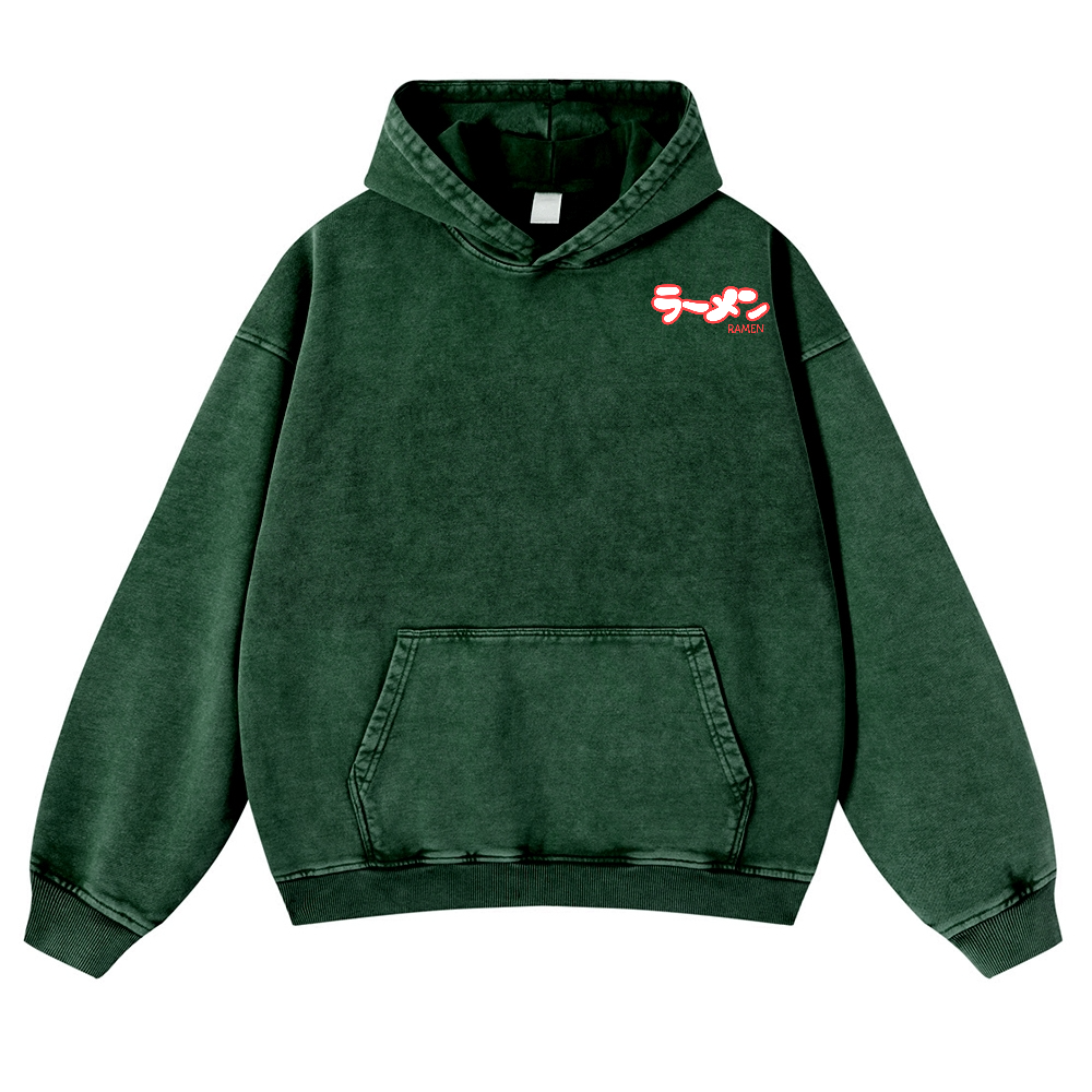 Ramen Hero Vintage Washed Cotton Back Art Hoodie