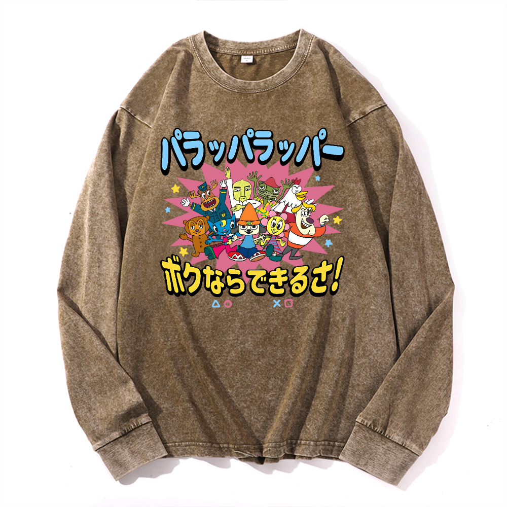 PaRappa the Rapper Vintage Cotton Wash Long-sleeve T-shirt