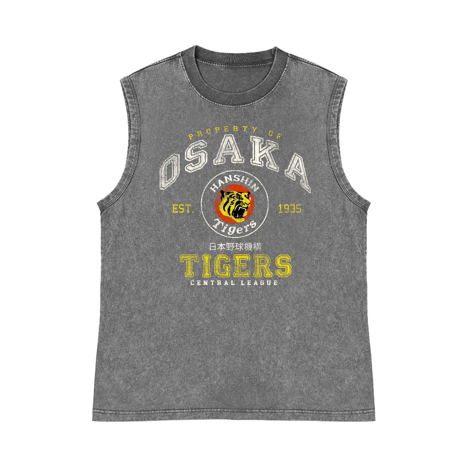 Osaka Tigers Pure Cotton Wash-Dyed Sleeveless Tank Top