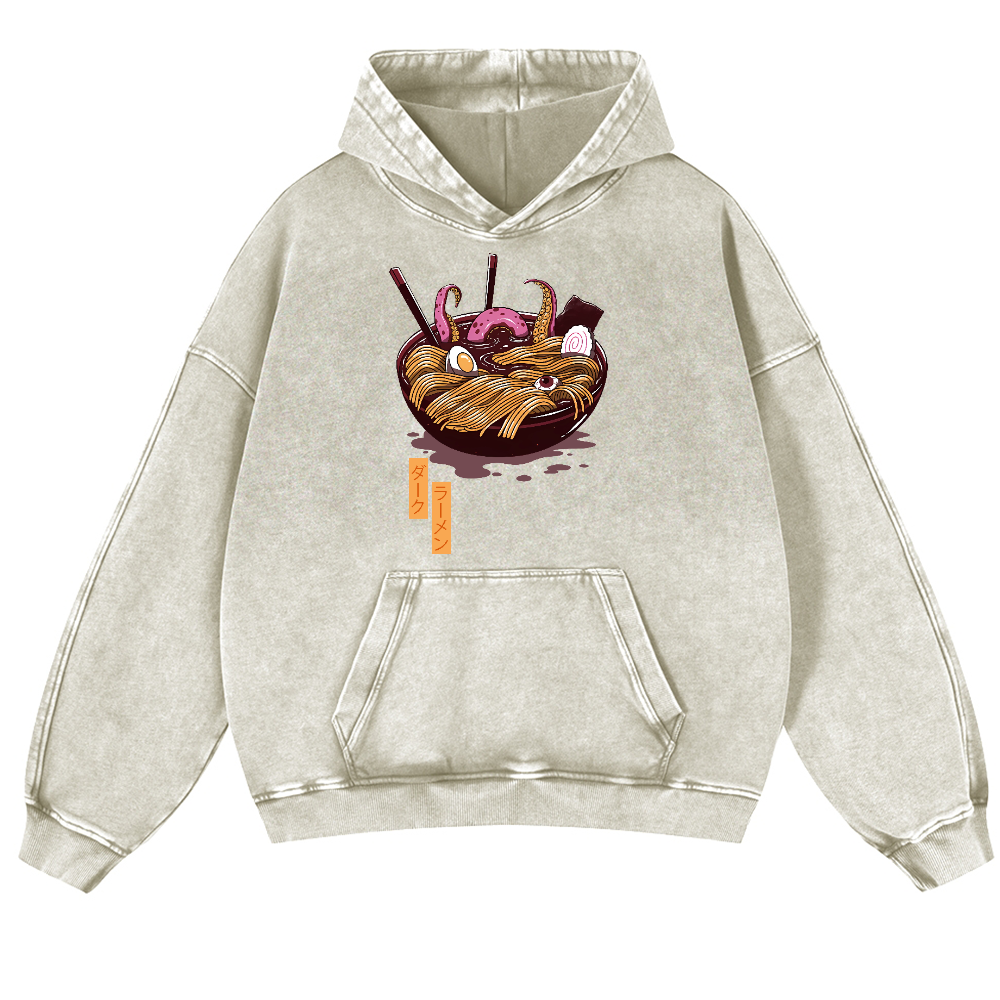 Dark Ramen Vintage Washed Thick Cotton Hoodie
