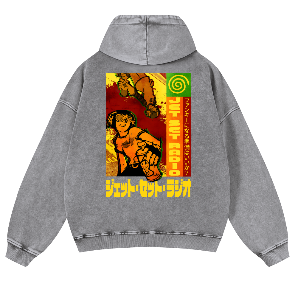 Jet Set Radio Vintage Washed Cotton Back Art Hoodie