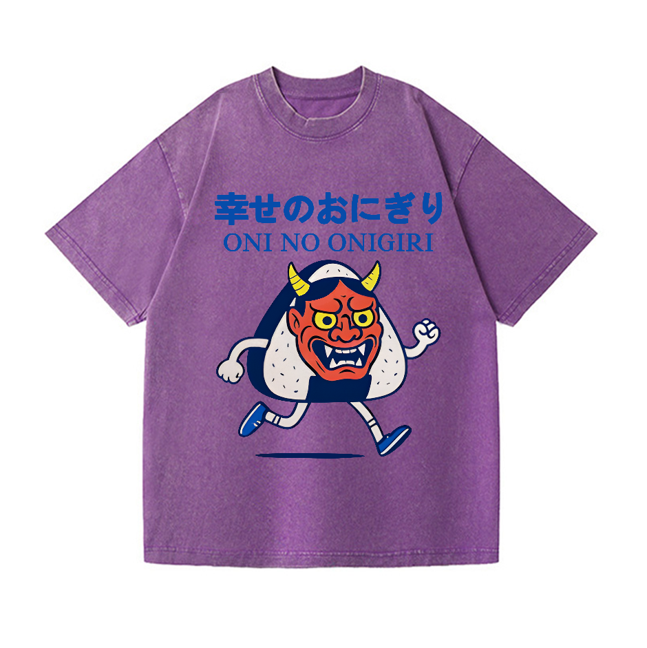 Oni Ghost Onigiri Vintage Wash Japanese Design T-Shirt