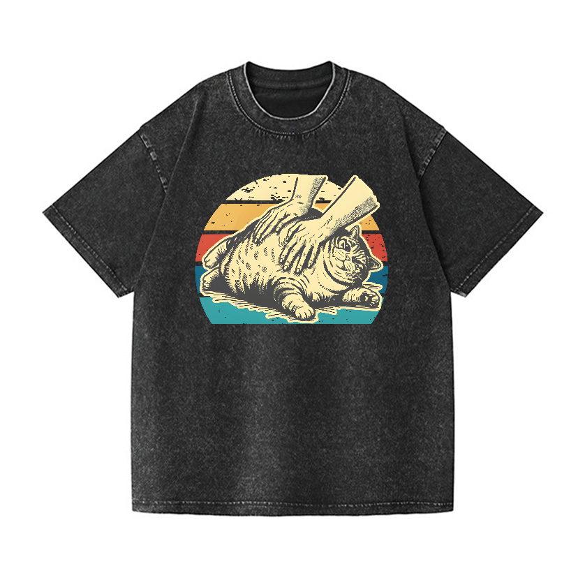 Cat Vintage Wash Japanese Design T-Shirt
