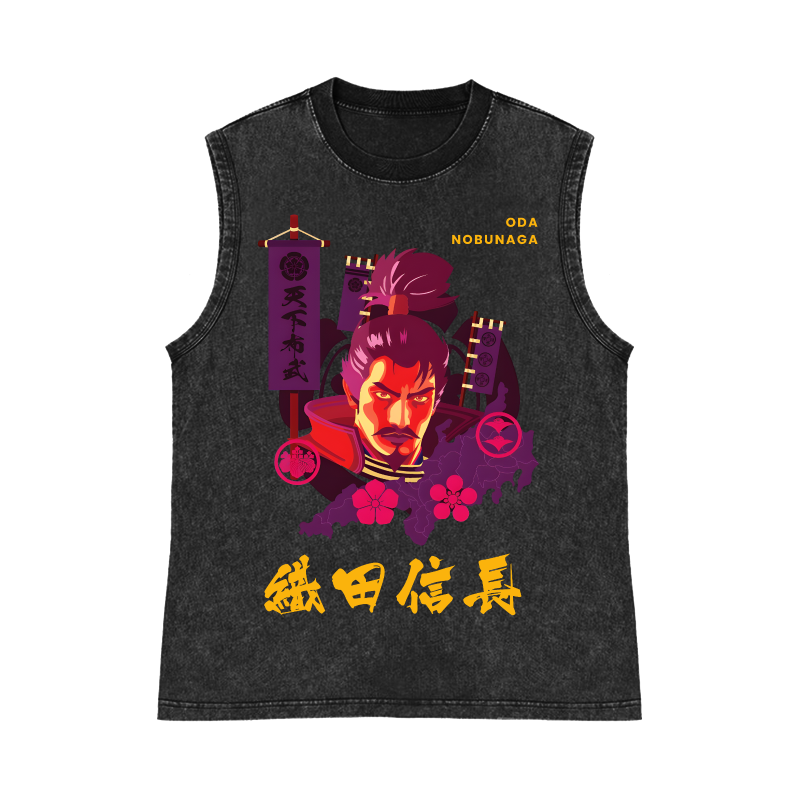 Oda Nobunaga Pure Cotton Wash-Dyed Sleeveless Tank Top