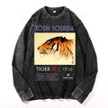 Tiger Vintage Cotton Wash Crewneck Long-Sleeve T-Shirt