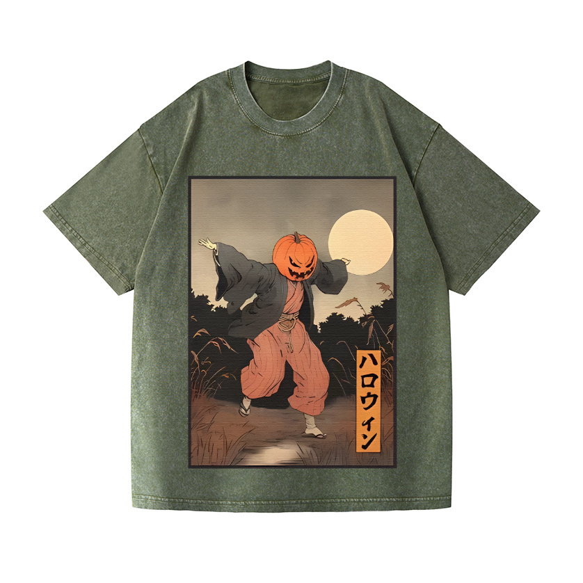 Kimono Pumpkin Person Vintage Wash Japanese Design T-Shirt