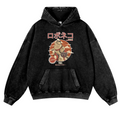 Robot Cat Vintage Washed Thick Cotton Hoodie