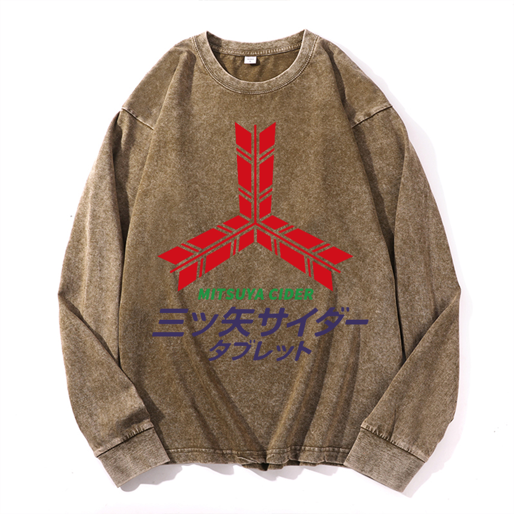 Vintage Cotton Wash Crewneck Long-Sleeve T-Shirt