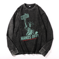 Hands Off Lady Liberty Vintage Cotton Wash Long-sleeve T-shirt