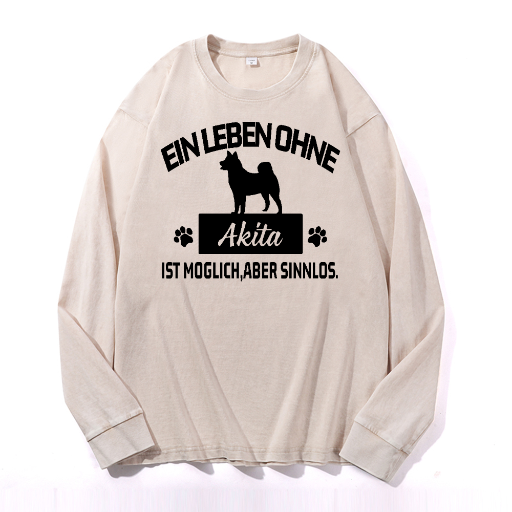 Akita Vintage Cotton Wash Crewneck Long-Sleeve T-Shirt