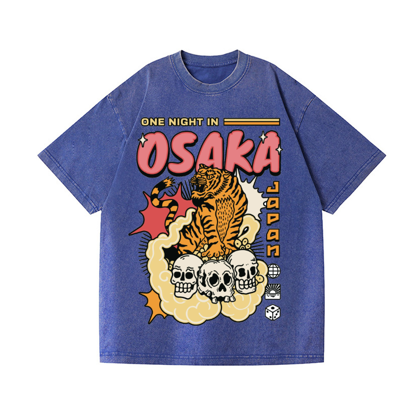 One Night in Osaka Tiger Vintage Wash Japanese Design T-Shirt