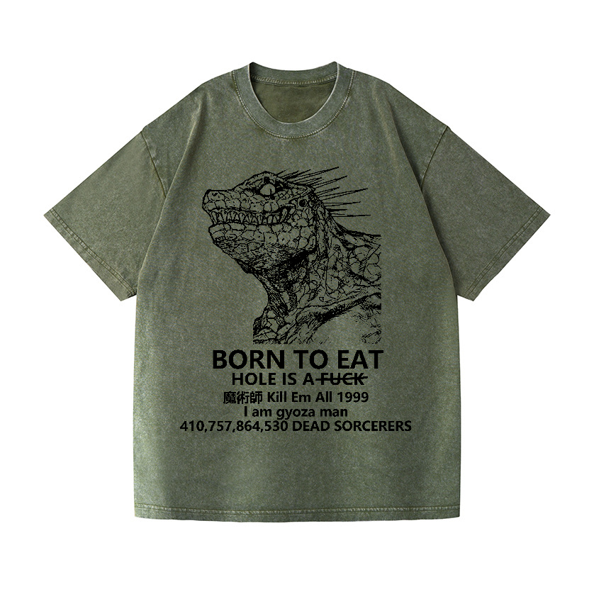 Born To Eat Kaiju Vintage Wash Japanese Design T-Shirt