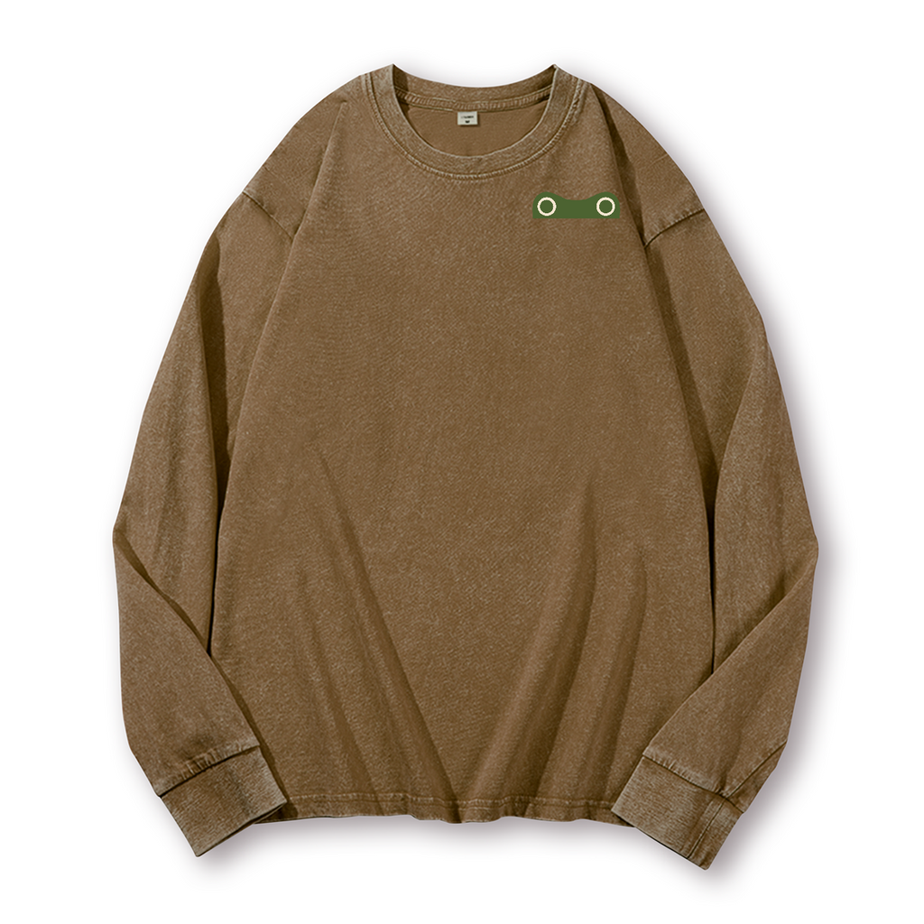 Frog Vintage Washed Cotton Back Art Long-sleeve T-shirt