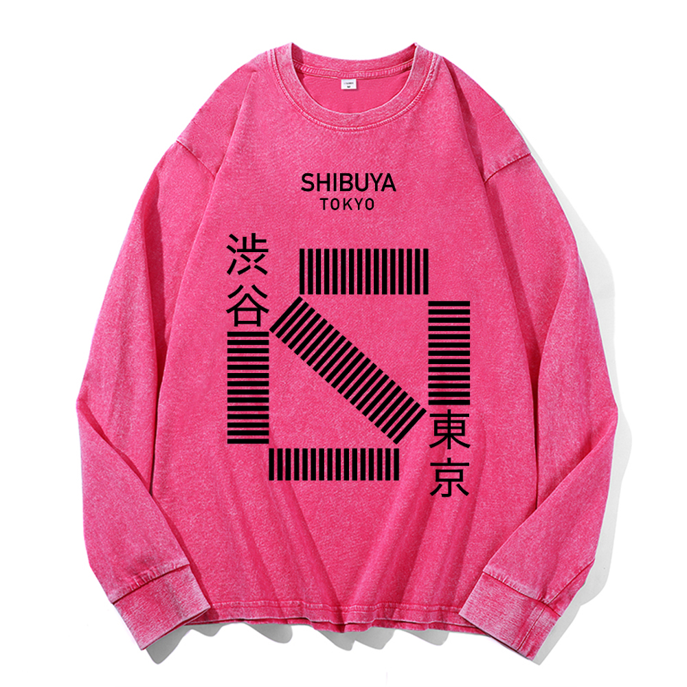 Vintage Cotton Wash Crewneck Long-Sleeve T-Shirt