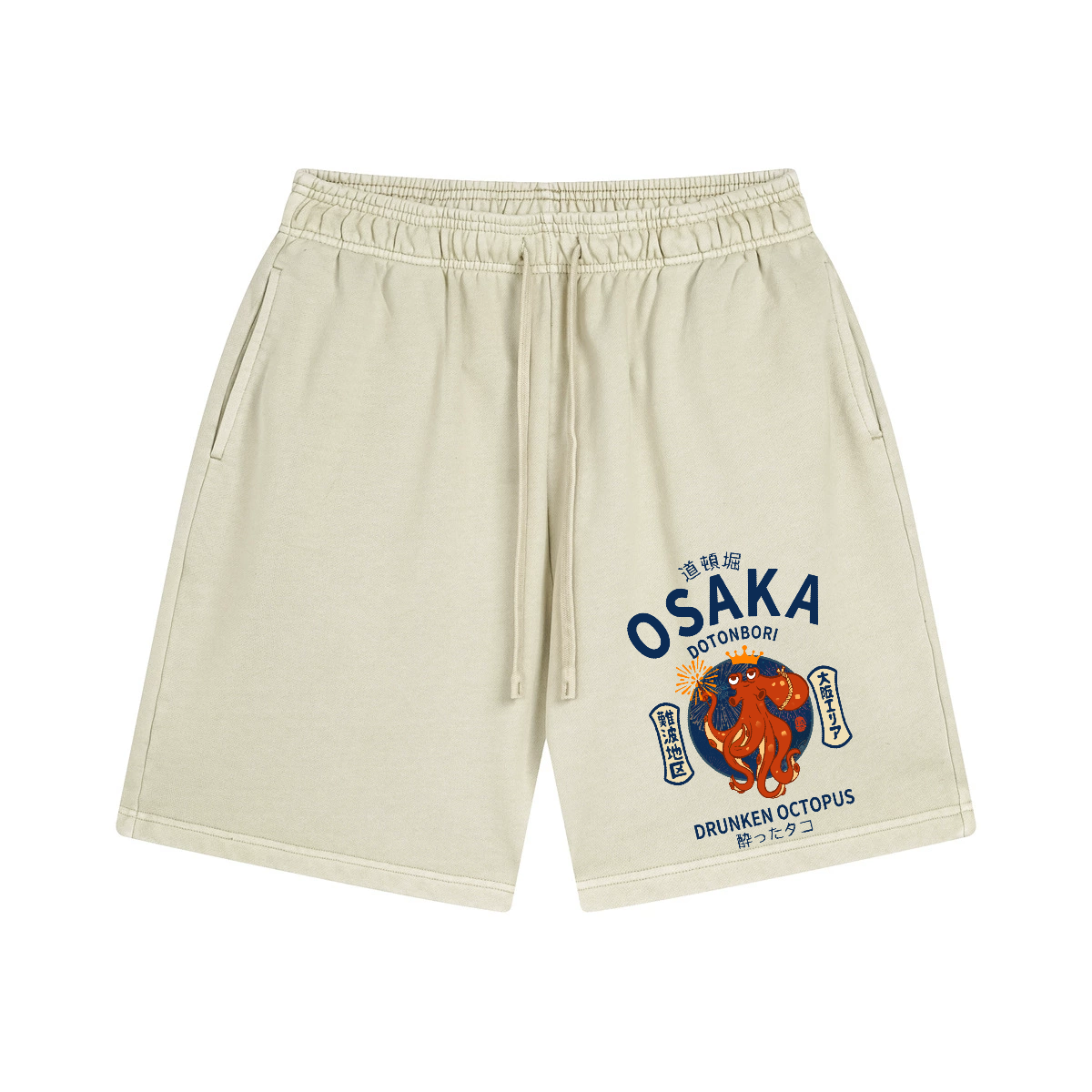 Osaka Fireworks Drunken Octopus Vintage Pure Thick Cotton Shorts