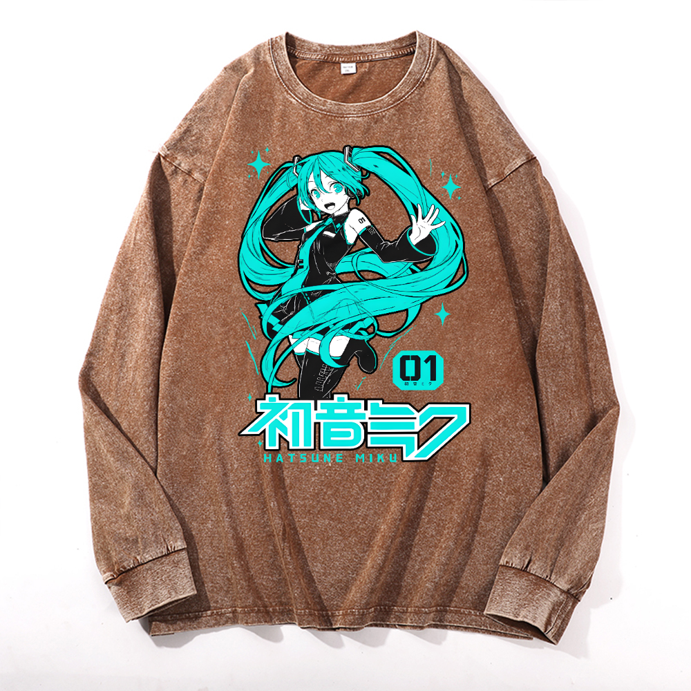 Hatsune Miku Vintage Cotton Wash Long-sleeve T-shirt